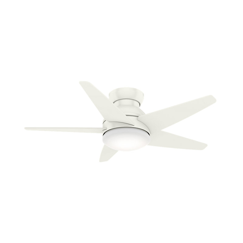 44" Isotope 5 - Blade LED Flush Mount Ceiling Fan with Wall Control and Light Kit Included, Fresh White