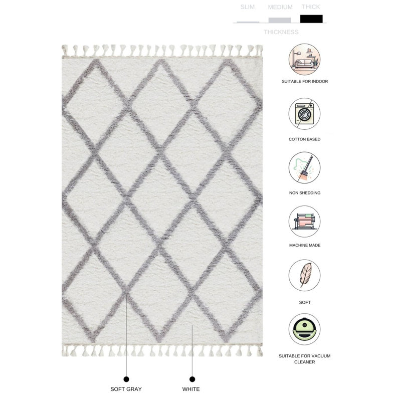 Tapis à poils longs Marquavius, Rectangle 1 pi 8 po x 2 pi 8 po