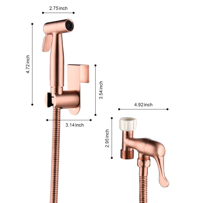 Toilet Handheld Bidet - Rose Gold, Metal Build, Dual Water Modes, Rust, , Easy Setup In Gold Metal, Jet Spray & Gentle Ideal For Personal Hygiene And Home Cleaning