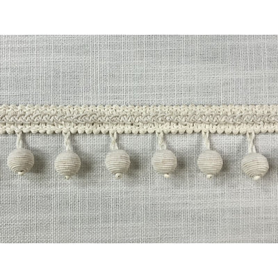 Creamy White Faux Silk Raffia Covered Wood Ball Tassel Fringe 2.25" Width Trim Tf-86/2 Upholstery / Drapery / Interior Design / Boho Decor
