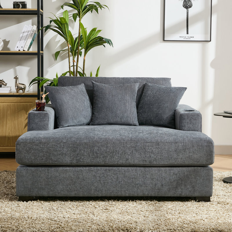 Comfortable Modern Sofa Couch With Multiple Practical Features, Blue-Grey