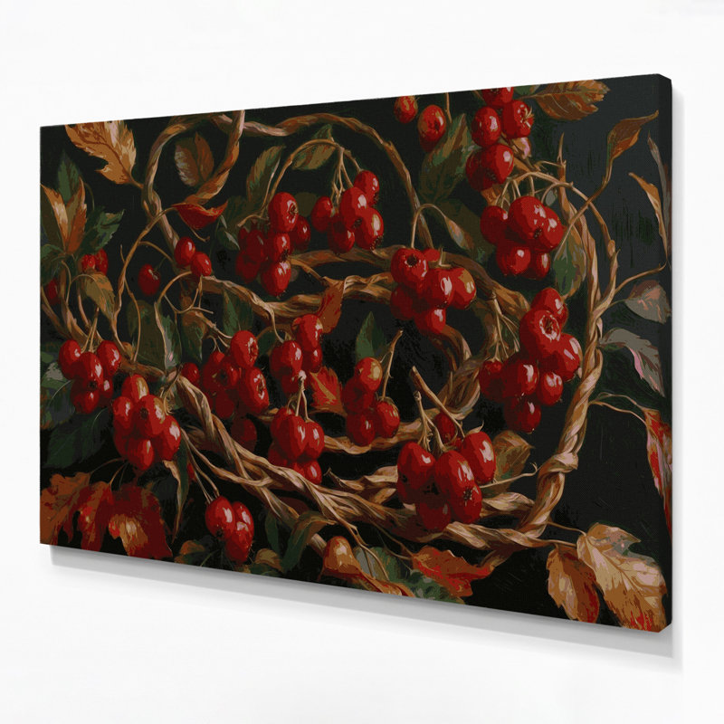 Botanical Rose Hips Brown Canvas Wall Art, 8" H x 10" W