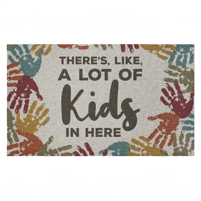 Tapis de porte d'extérieur amusant "A Lot Of Kids", par Dana Saulnier, 18 po x 30 po
