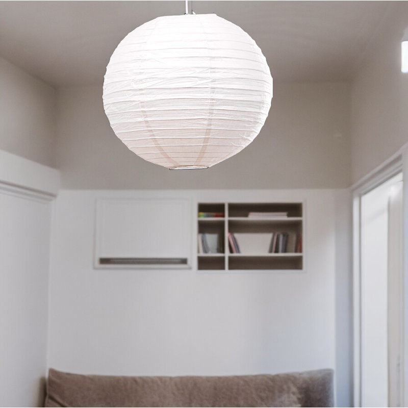 30cm H Paper Round Pendant Shade ( Clip On ) in White