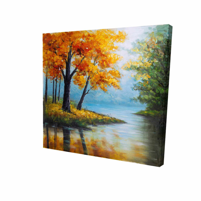 Fall Trees at the Water - Impression sur toile tendue, H 36 po x l 36 po x 1,5 po