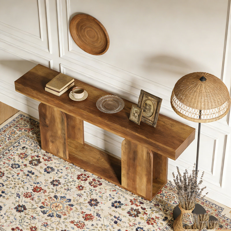 Rustic Console Table Sofa Table Hallway Table, Dark Brown