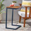 Table d'appoint rectangulaire antique en bois de sapin et en fer de grande taille, idéale pour différents environnements de vie, 18,53 po de profondeur, 13,07 po de largeur, 26,07 po de hauteur, une grande table avec une base foncée contrastante