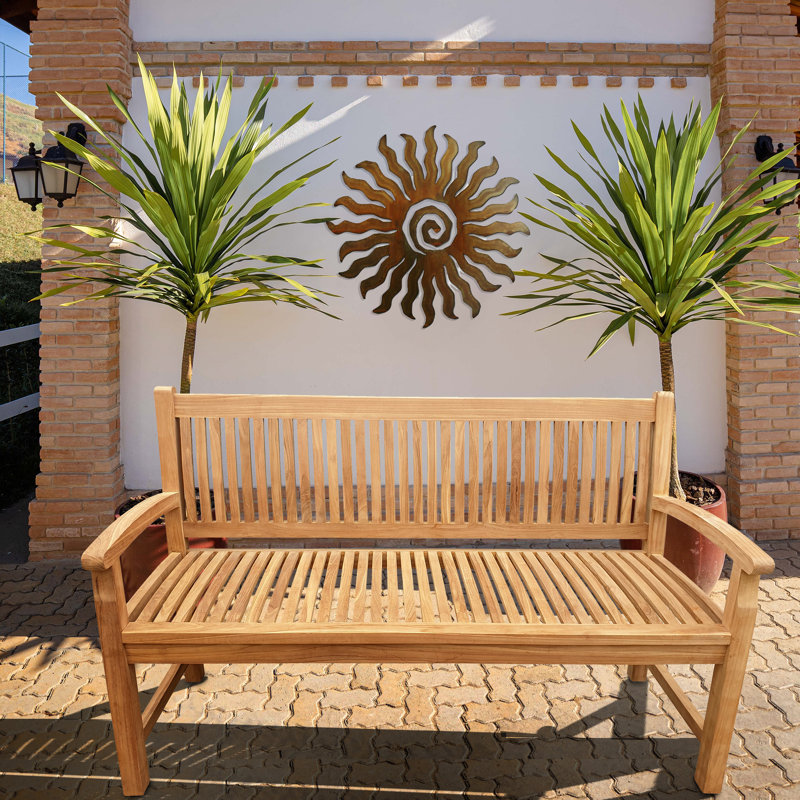 Catlett Solid Teak Wood Garden & Patio Bench, 37" H x 59" W x 24" D