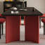 Ensemble de table de salle à manger rectangulaire moderne rouge et noir-112775413-112775414
