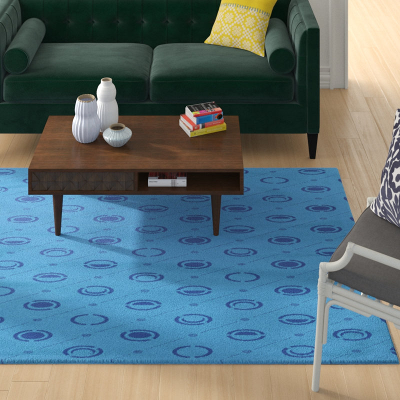 Bleu phases de lune Tapis décoratif, Rectangle de 5 pi x 7 pi