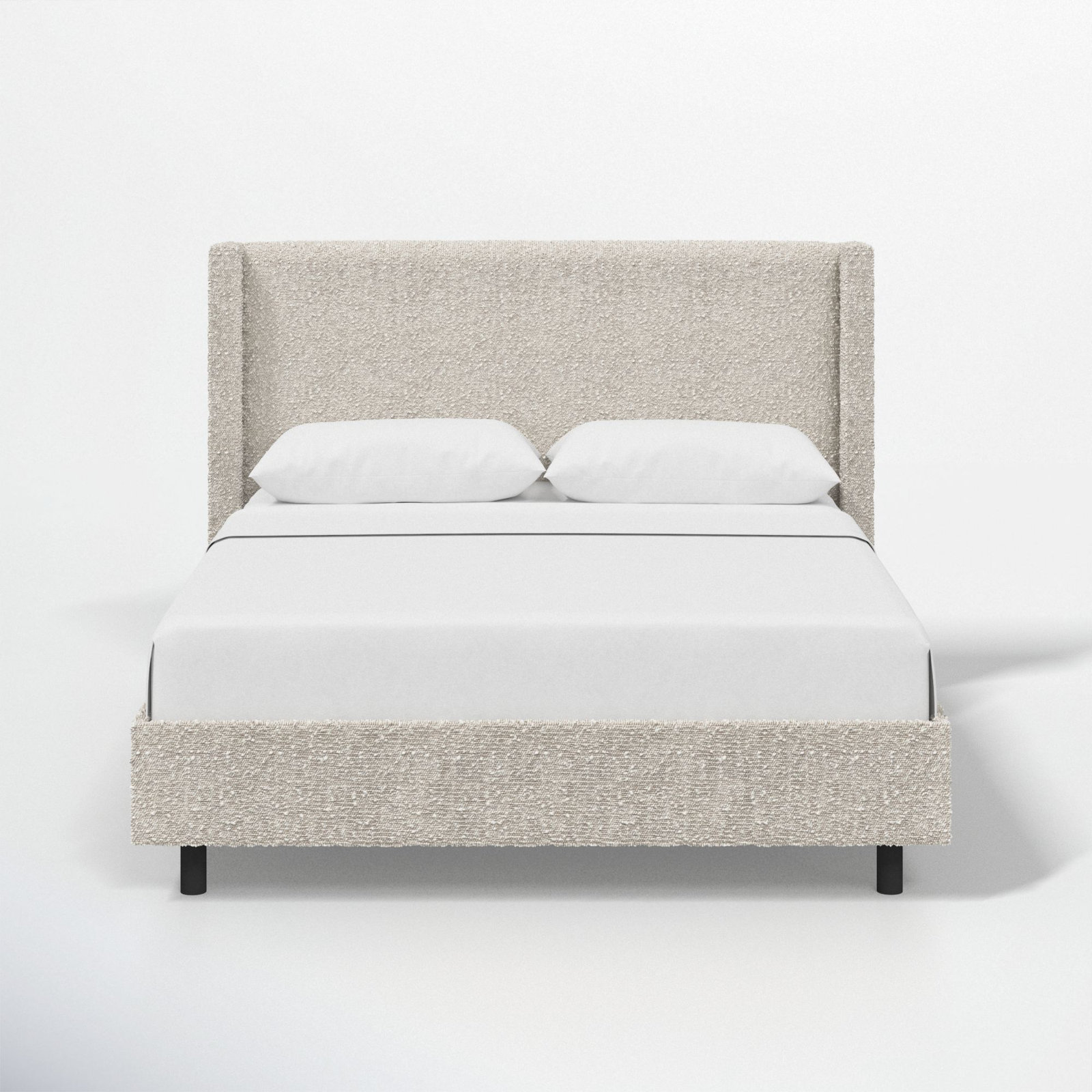 Hanson Upholstered Wingback Platform Bed, Twin, Classic Ivory Boucle