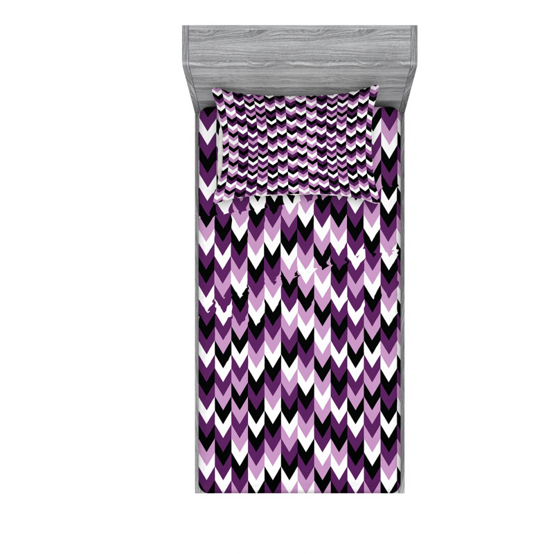 Microfiber Chevron Sheet Set, Twin XL Sheet Set with Fitted Sheet