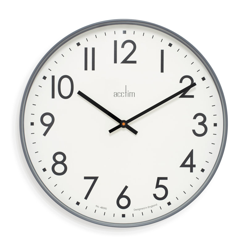 Acctim Ashridge Large Wall Clock Quartz Contemporary Statement Dark Grey 50cm
