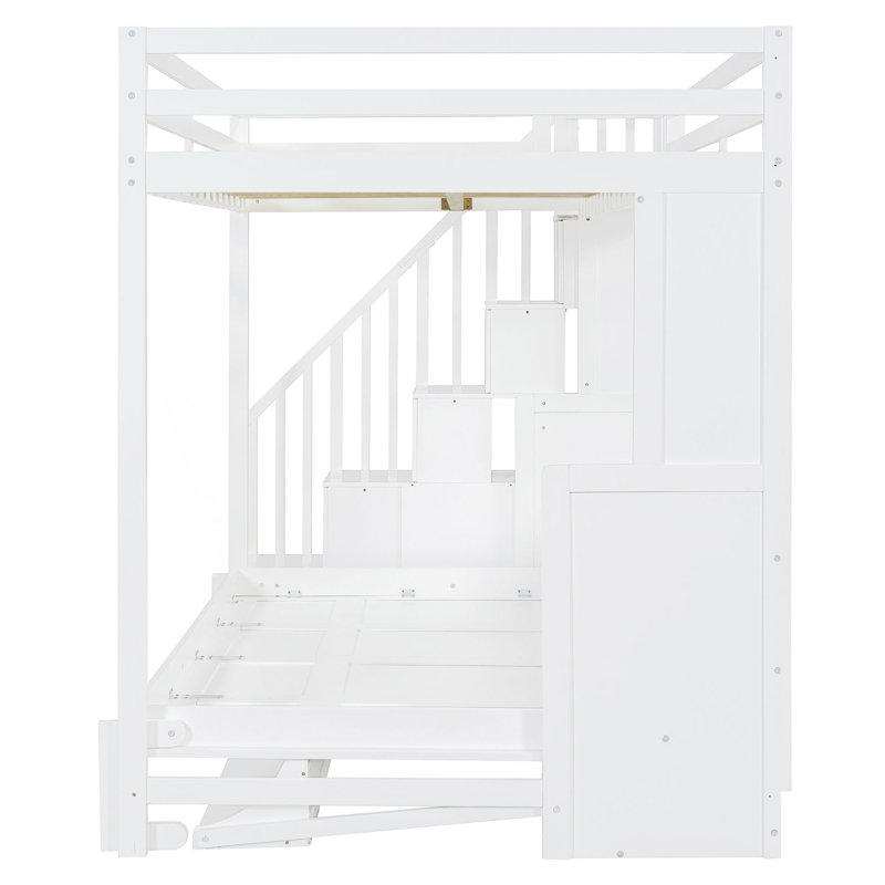 Lit escamotable polyvalent avec élévateur hydraulique et bureau intégré pour optimiser l'espace, Blanc
