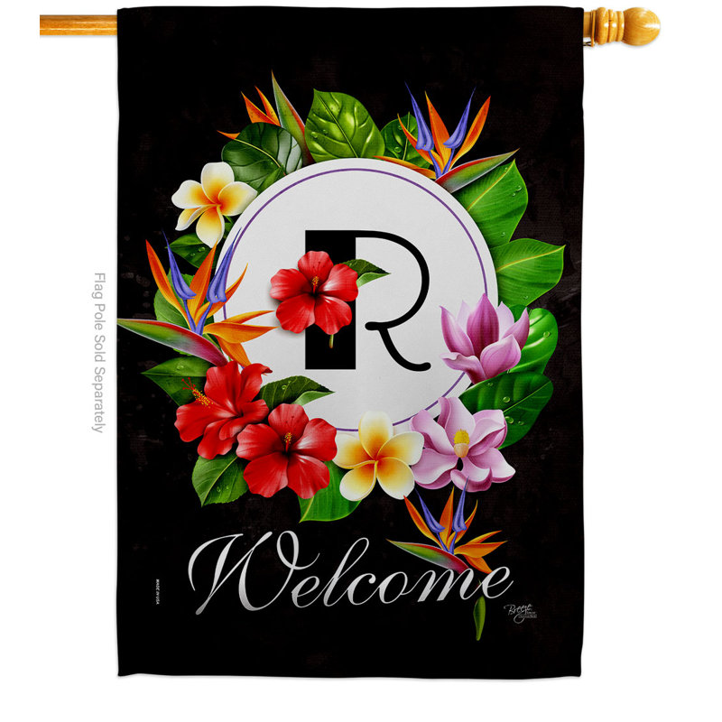 Drapeau de maison tropical en polyester 40 x 28 po à 2 côtés, R