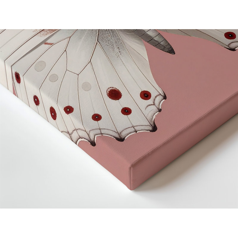 Art mural, papillon sur fond rose terre cuite, ailes simples, H 18 po x l 24 po