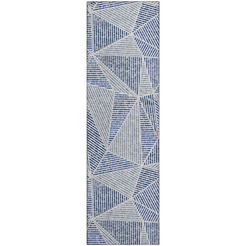 Premium Machine Washable Cerrito Navy Rug, Runner 2'3" x 7'6"