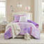 Ensemble de couette 3 pièces en microfibre imprimée tie-dye violet, taille Twin/Twin XL