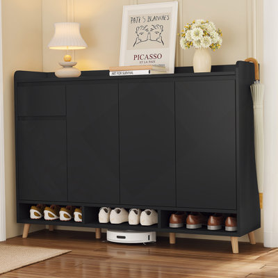 Sleek And Contemporary Shoe Cabinet With Adjustable Shelves, Minimalist Home Organizer