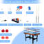 Ensemble de table 48 pouces 3-en-1 multi-jeux avec billard, air hockey et tennis de table, salle de jeux familiale