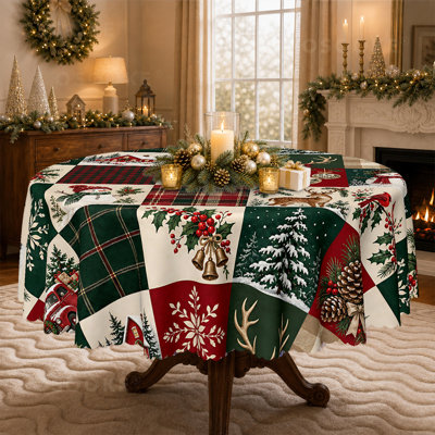Nappe rétro patchwork de Noël rouge