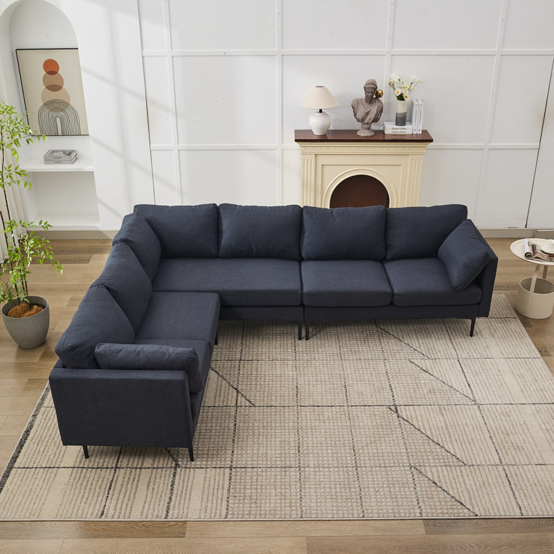  105" Wide Modern Linen Upholstered Modular Sectional Sofa Couch