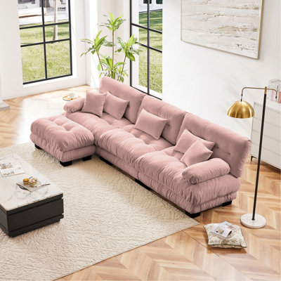 Canapé modulaire luxueux de luxe, canapé en nuage surdimensionné en forme de L pour le salon, canapé à siège profond avec repose-pieds convertible