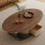 Luxury-Style Oval Solid Wood Coffee Table-1295675113