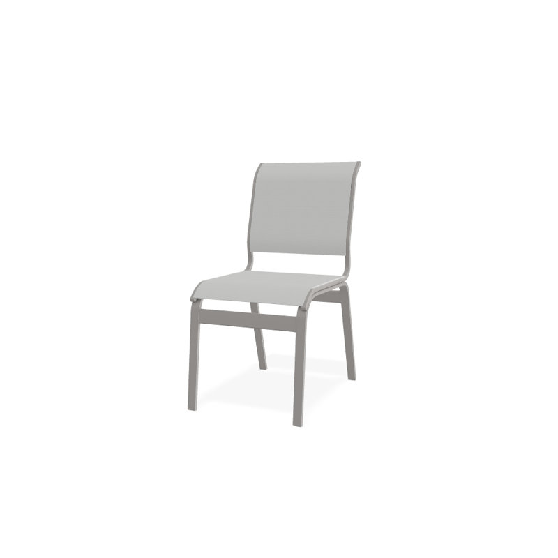Chaise d'appoint de salle à manger Hiraku, Blanc 6D Sunbrella®, Gris chaleureux texturé