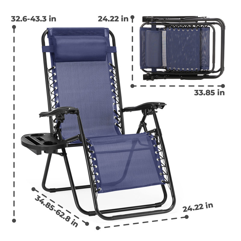  2-Pack Zero Gravity Lounge Chairs,Folding Recliners with Pillow & Cup Holder for Outdoor Patio, Pool, Beach(Supports 300 lbs)