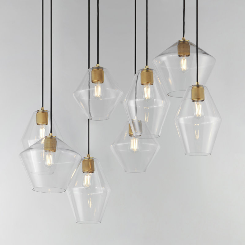 Geode-Multi-Light Pendant, Natural Aged Brass