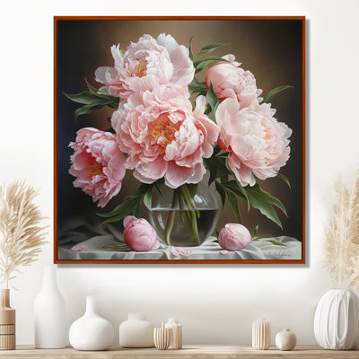 Reproduction d'art sur toile, pivoines roses, nature morte II