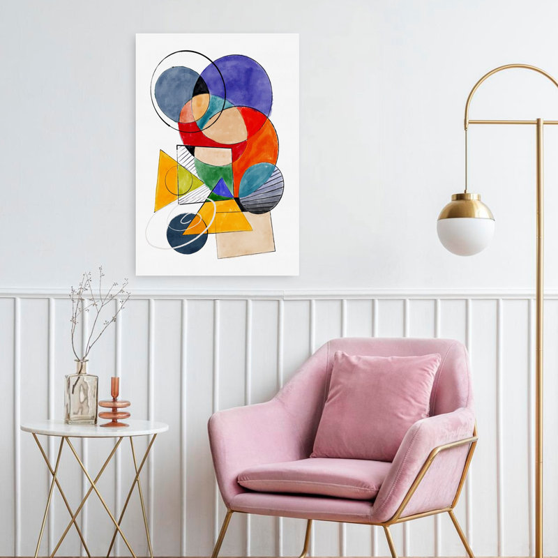 Art contemporain abstrait géométrique coloré, H 24 po x l 16 po