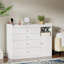 Commode 45,3 po pour chambre avec 4 tiroirs de rangement, petite commode, commode pour garde-robe avec plateau en bois, blanc