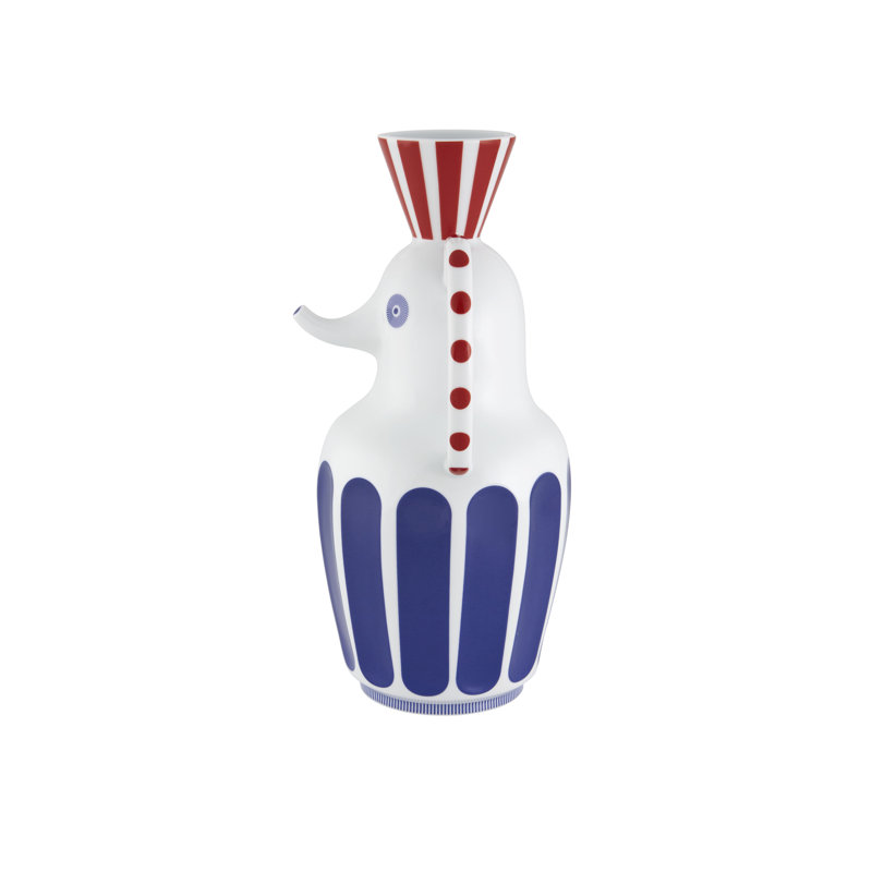 Vase de table en porcelaine blanc/bleu/rouge 12,72 "folkifunki