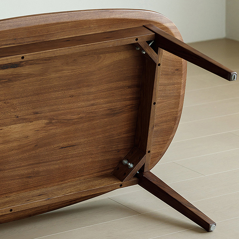 Table basse elliptique minimaliste en bois massif