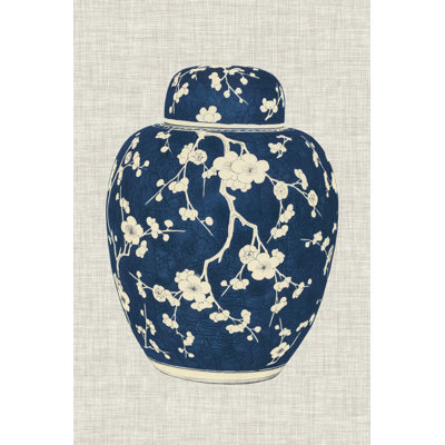 " Blue & White Ginger Jar On Linen II " by Vision Studio