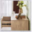 Commode à 3 tiroirs au design ondulé, commode moderne pour la chambre à coucher et le salon, finition chêne, solution de rangement peu encombrante