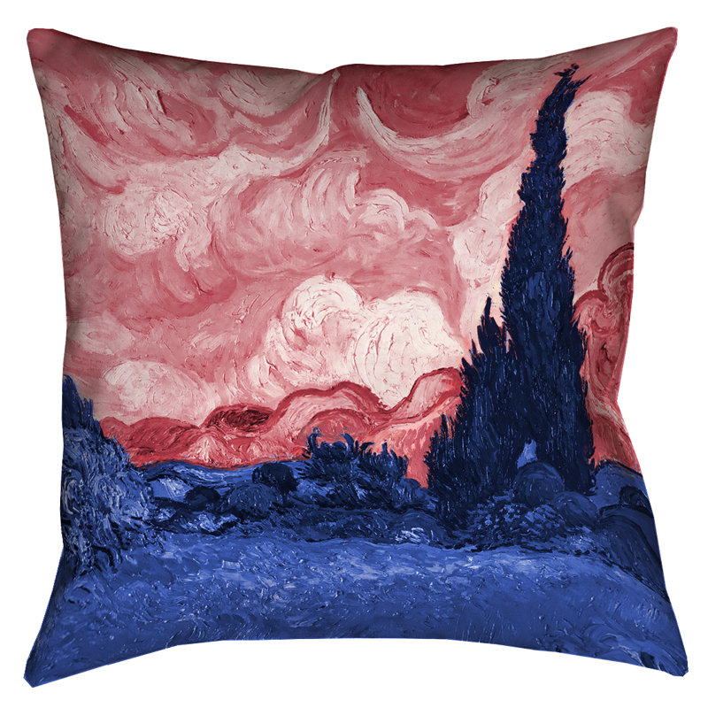 Housse de coussin Vincent Van Gogh, 26 po x 26 po, Rouge / bleu