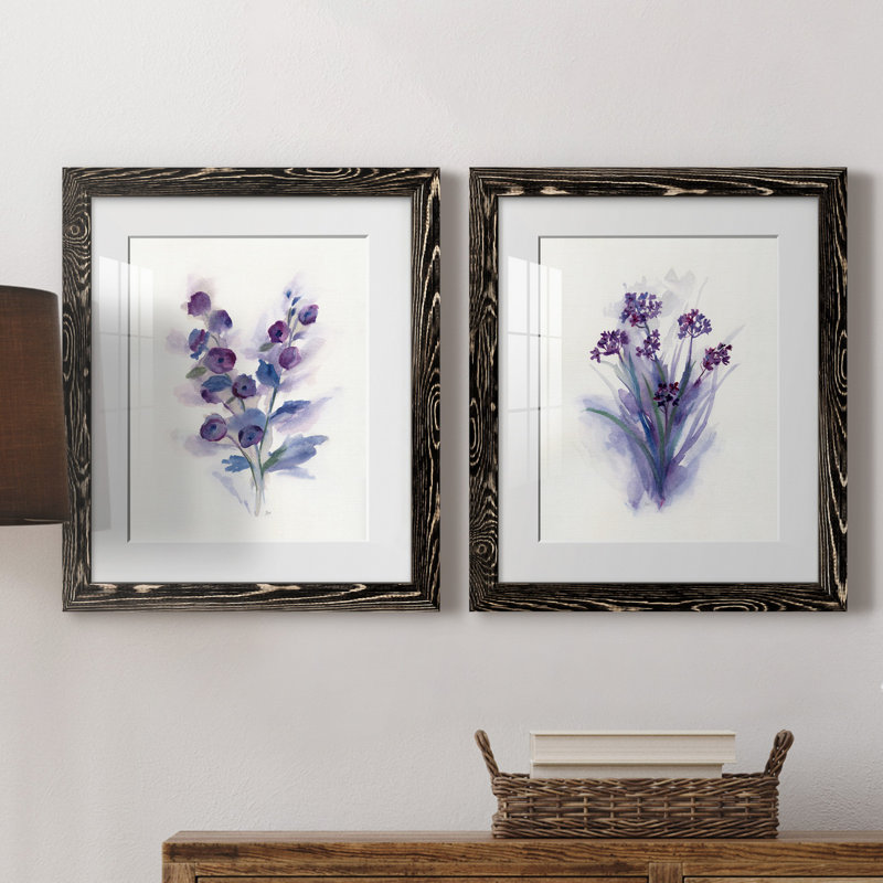 «Pretty in Purple I», ensemble de 2 reproductions d'art, H 24 po x l 36 po x P 1,5 po, H 31,5 po x l 47 po x P 1,5 po, Blanc