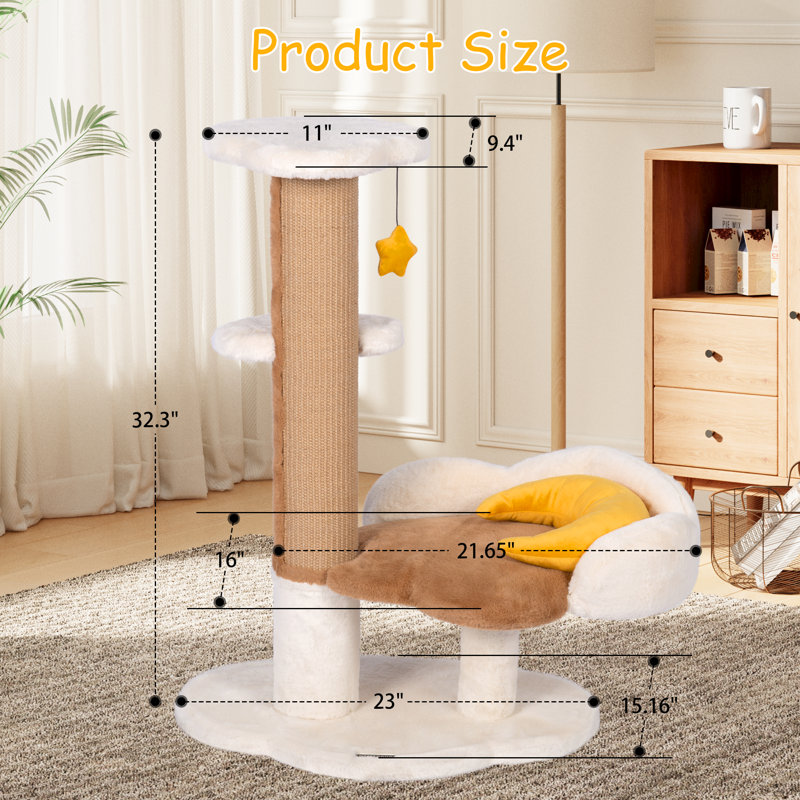 Starry Sky Cat Tree, 32.3 High Cat Tower, Durable Cat Scratching Station