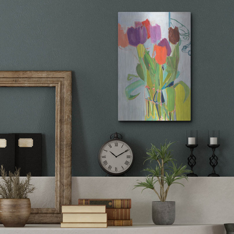«Tulips And Two Cars» par Jessica Singerman, H 16 po x l 12 po
