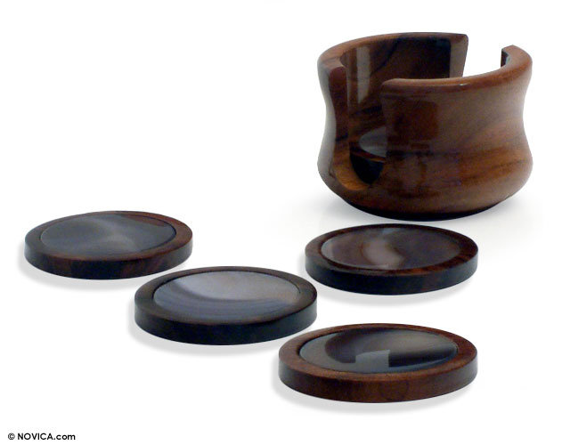 Ensemble sous le lit avec porte-verres 7 pièces fabriqué à la main