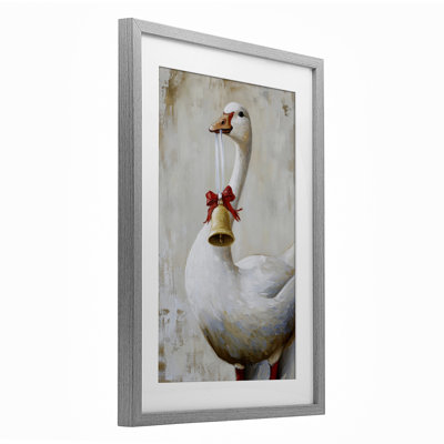 «Festive Jingle Goose», impression sous verre encadrée, design par Petal Prints Design
