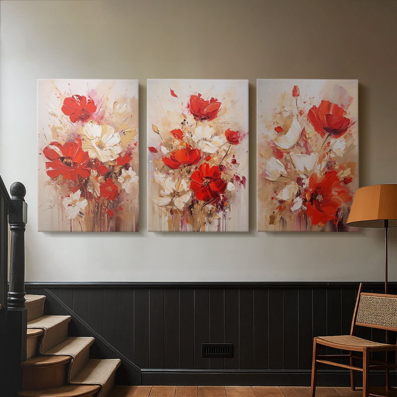 FLORAL Series CCCXXVI  -Custom Wrapped Gallery Canvas - 3 Pieces