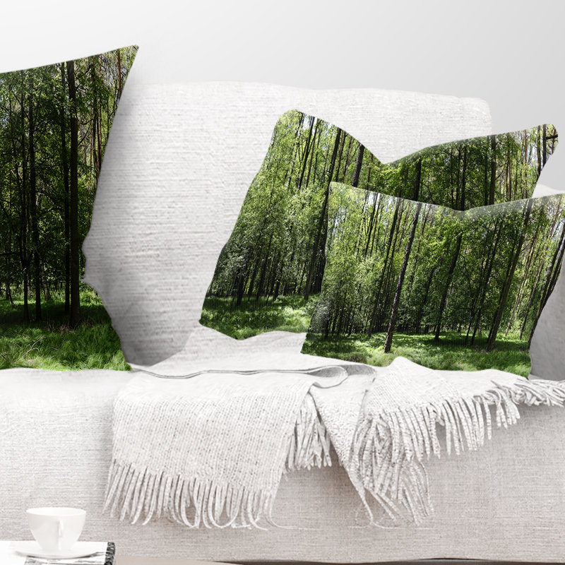 Wild Green Forest Panorama Rectangular Throw Pillow