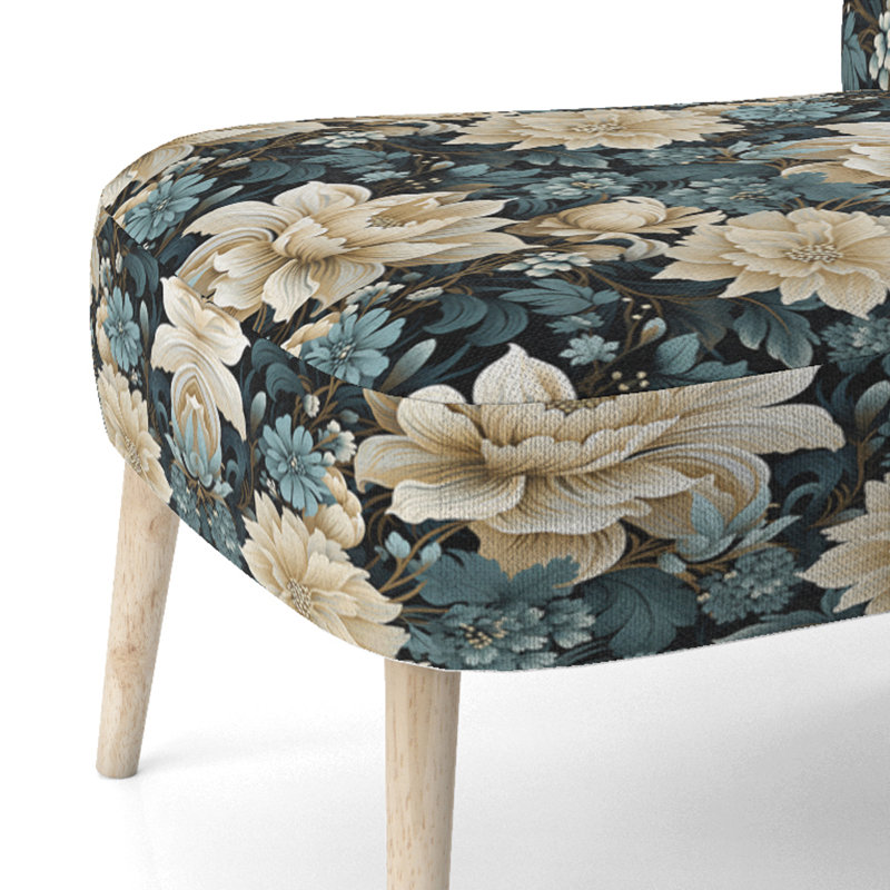 Chaise d'appoint rembourrée blanche et bleue Symphony Of Petal Gardens