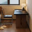 Bureau rectangulaire en bois massif noir + brun noisette + fer-635237119