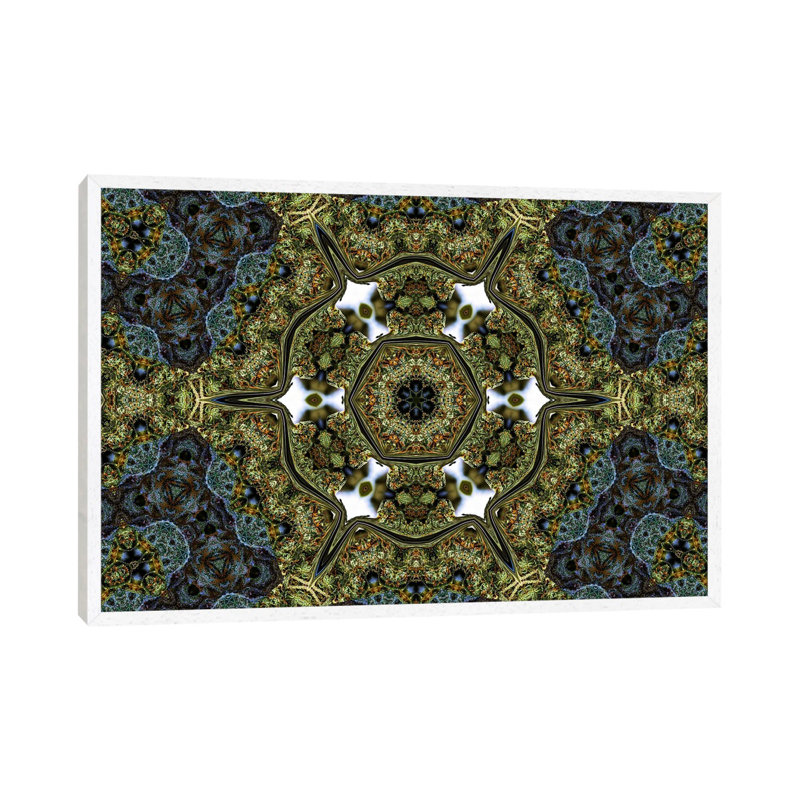 Cannabis Kaleidoscope II 1 Piece Wall Art on Canvas, 66.04 cm H x 45.72 cm W, White Floater Framed