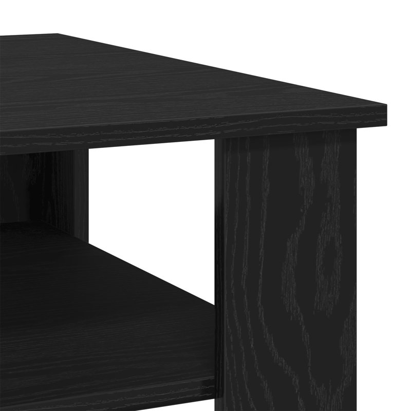 Abdulrahman Four Leg Coffee Table with Storage, Black Oak